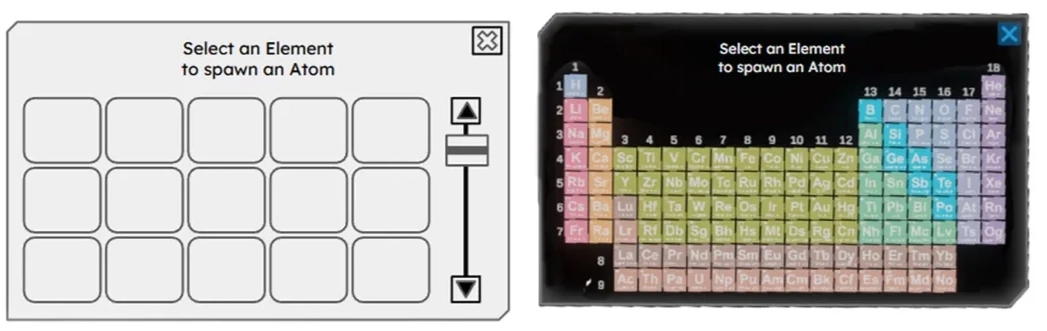 Interactive periodic table dynamic overlay asset