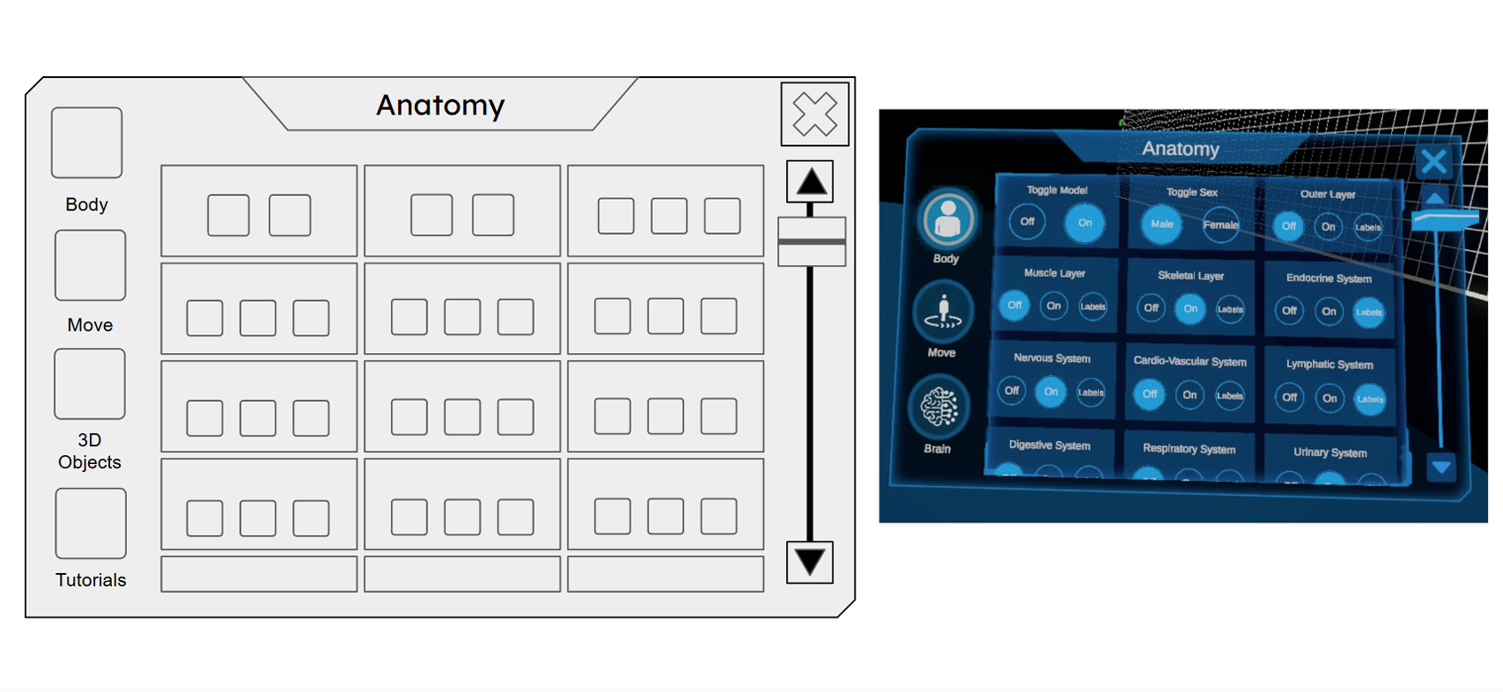 Anatomy tablet with optimized touch-padding and target scale