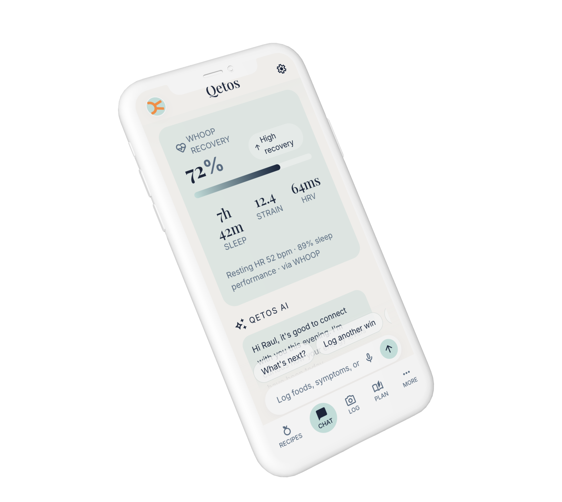 Context-aware AI chat referencing biometric recovery stats