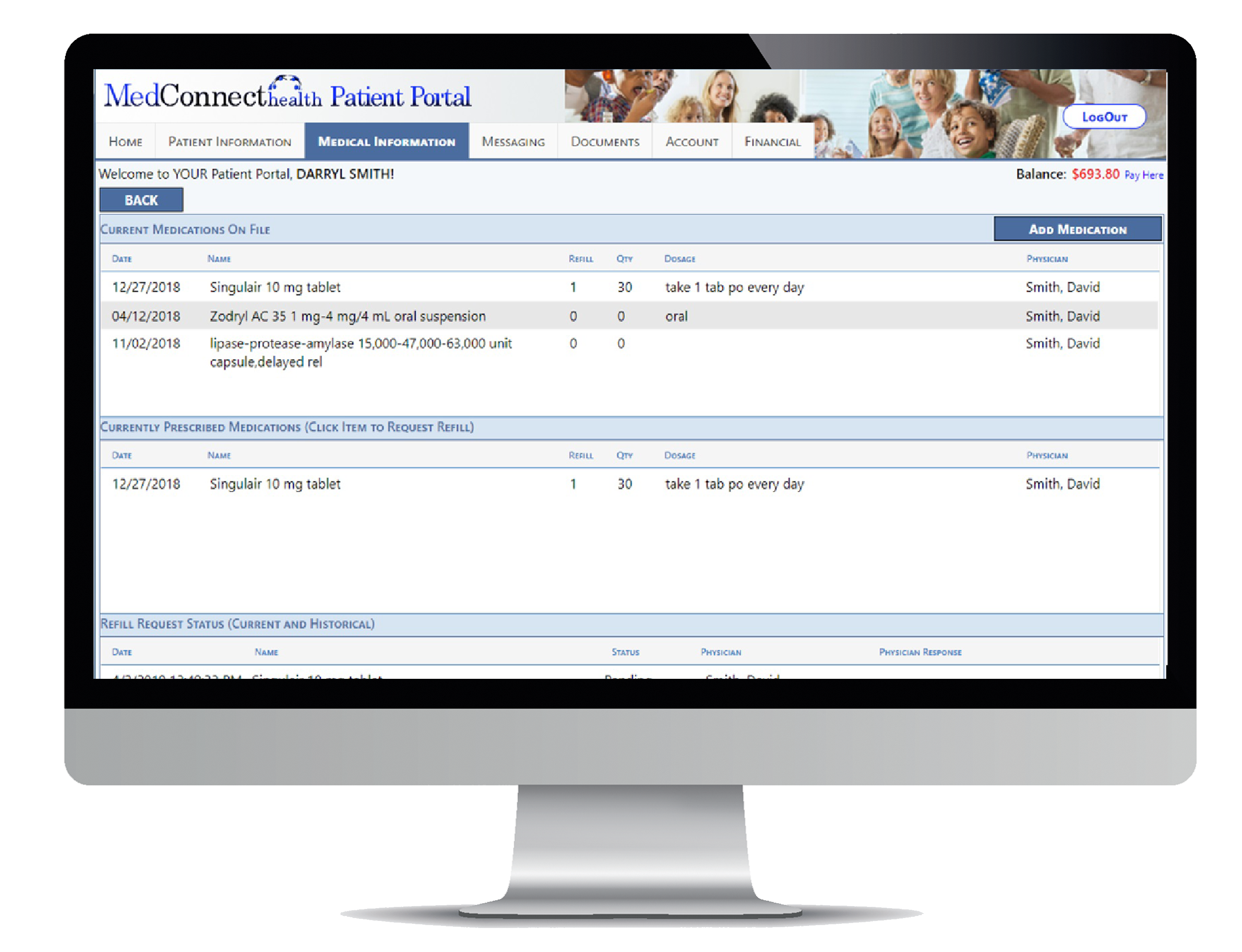 A clinical patient medical portal