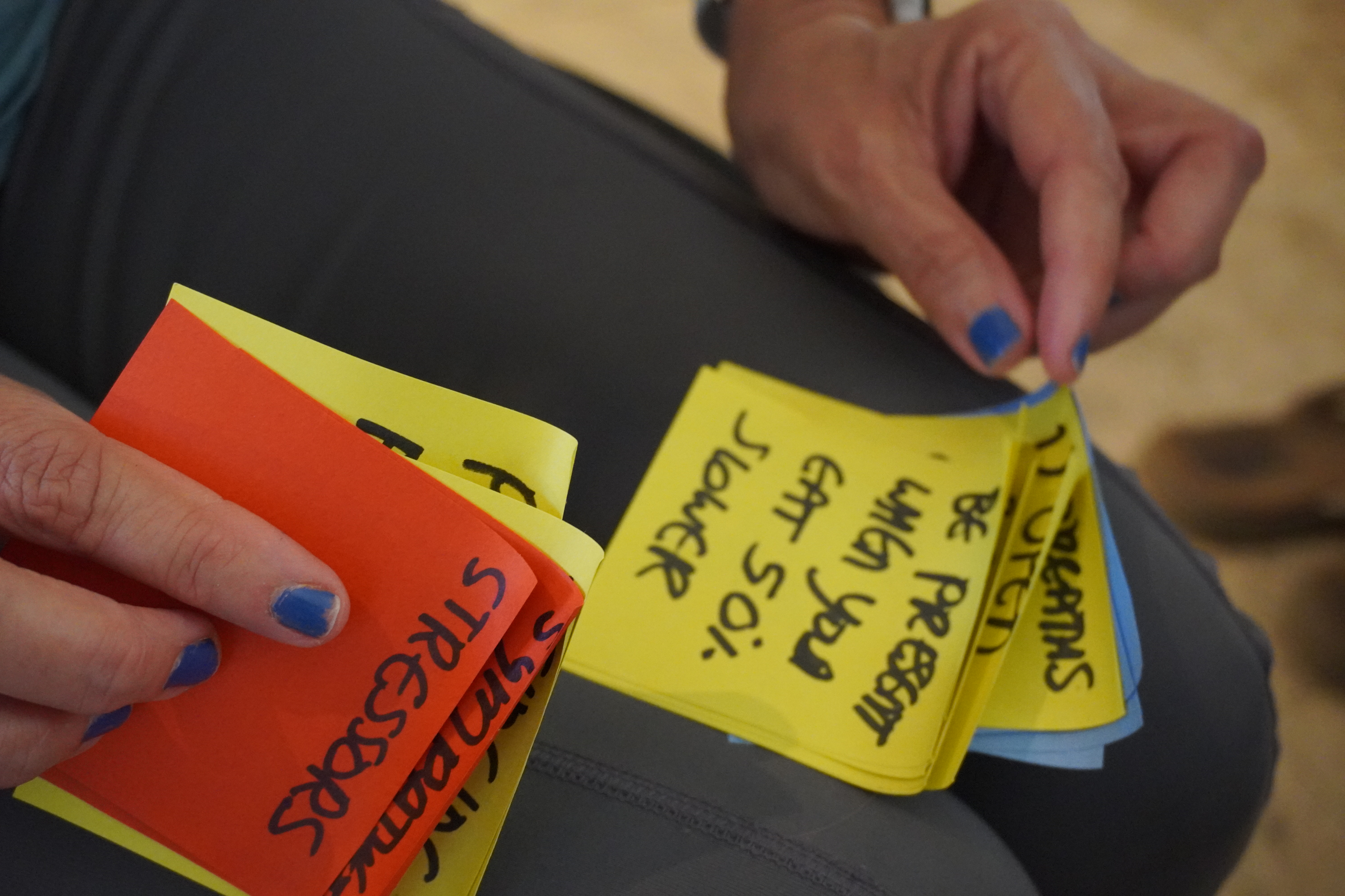 Synthesizing user interview and playtest comments on sticky notes